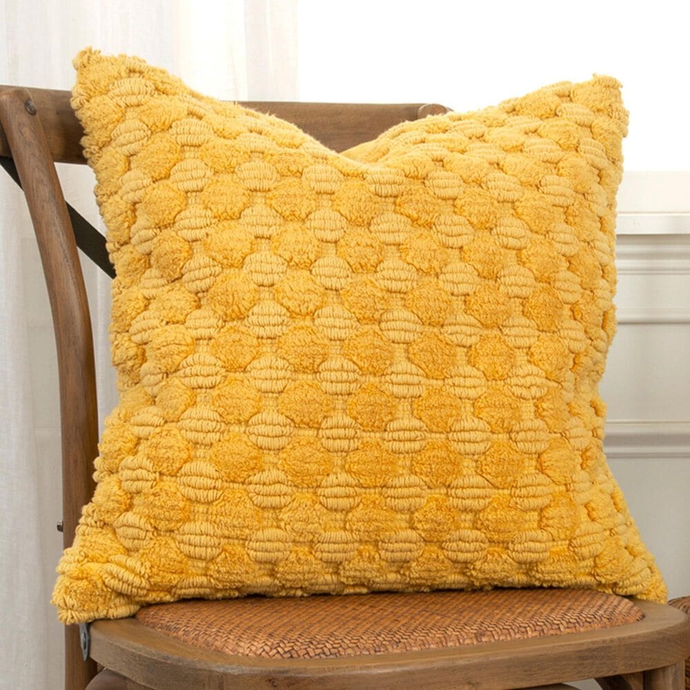 Rizzy Home 20&quot; x 20&quot; Transitional Down Filled Throw Pillow in Yellow, , large