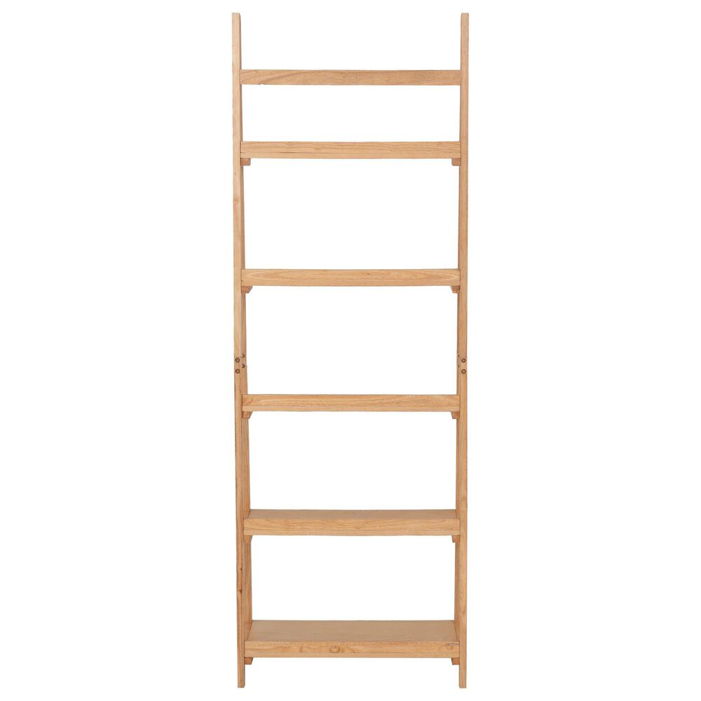 Linon Home Decor Charlotte 5-Shelf Ladder Bookcase in Natural, , large