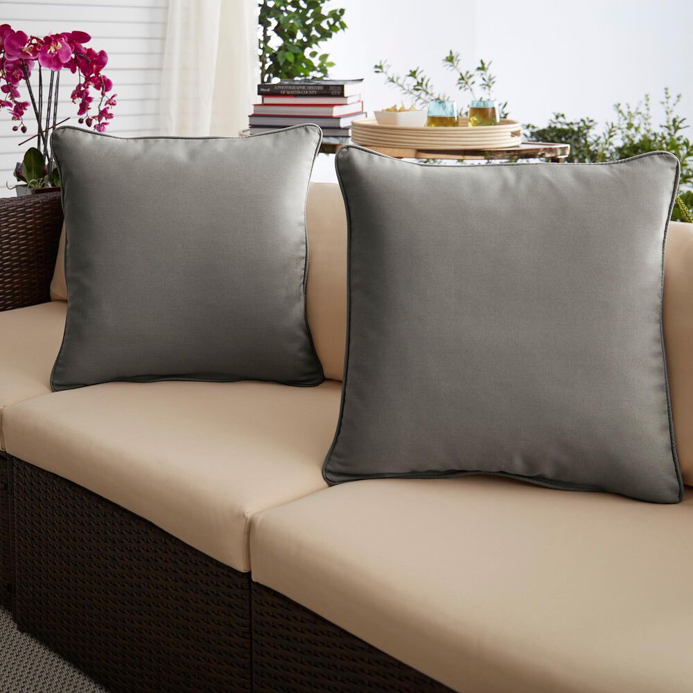 Sorra Home Sunbrella 20" Pillow in Canvas Charcoal (Set of 2), , large