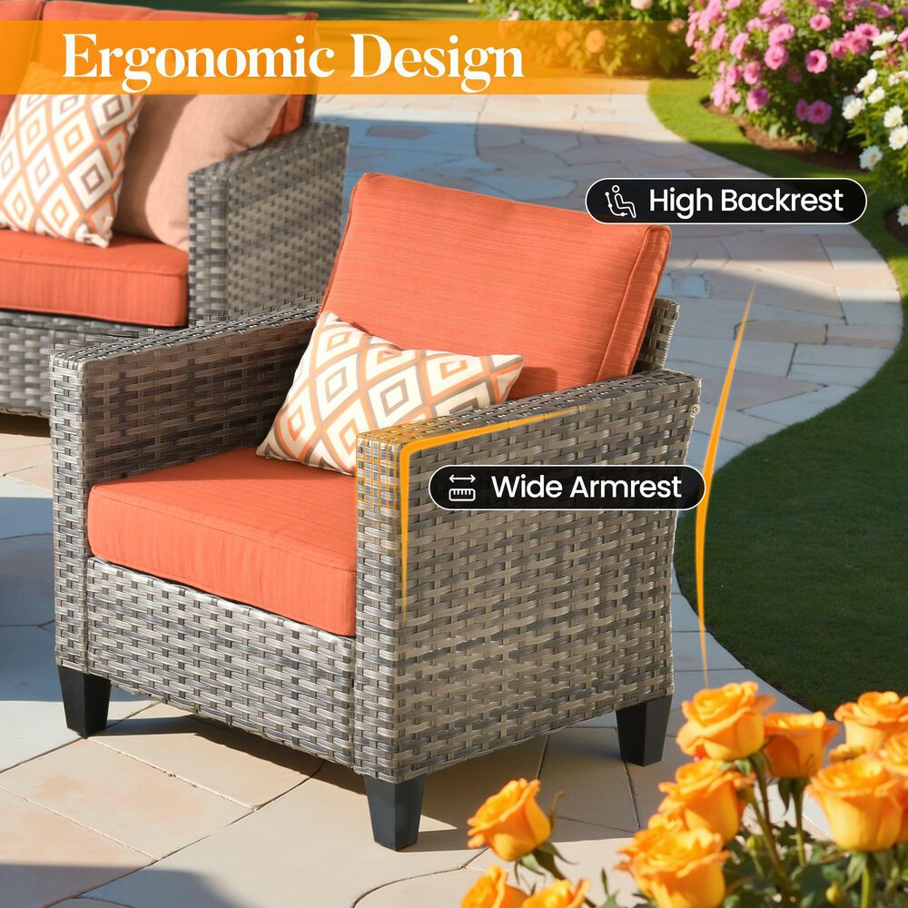 HOMLUX 8-Piece Outdoor Patio Furniture in Orange, , large