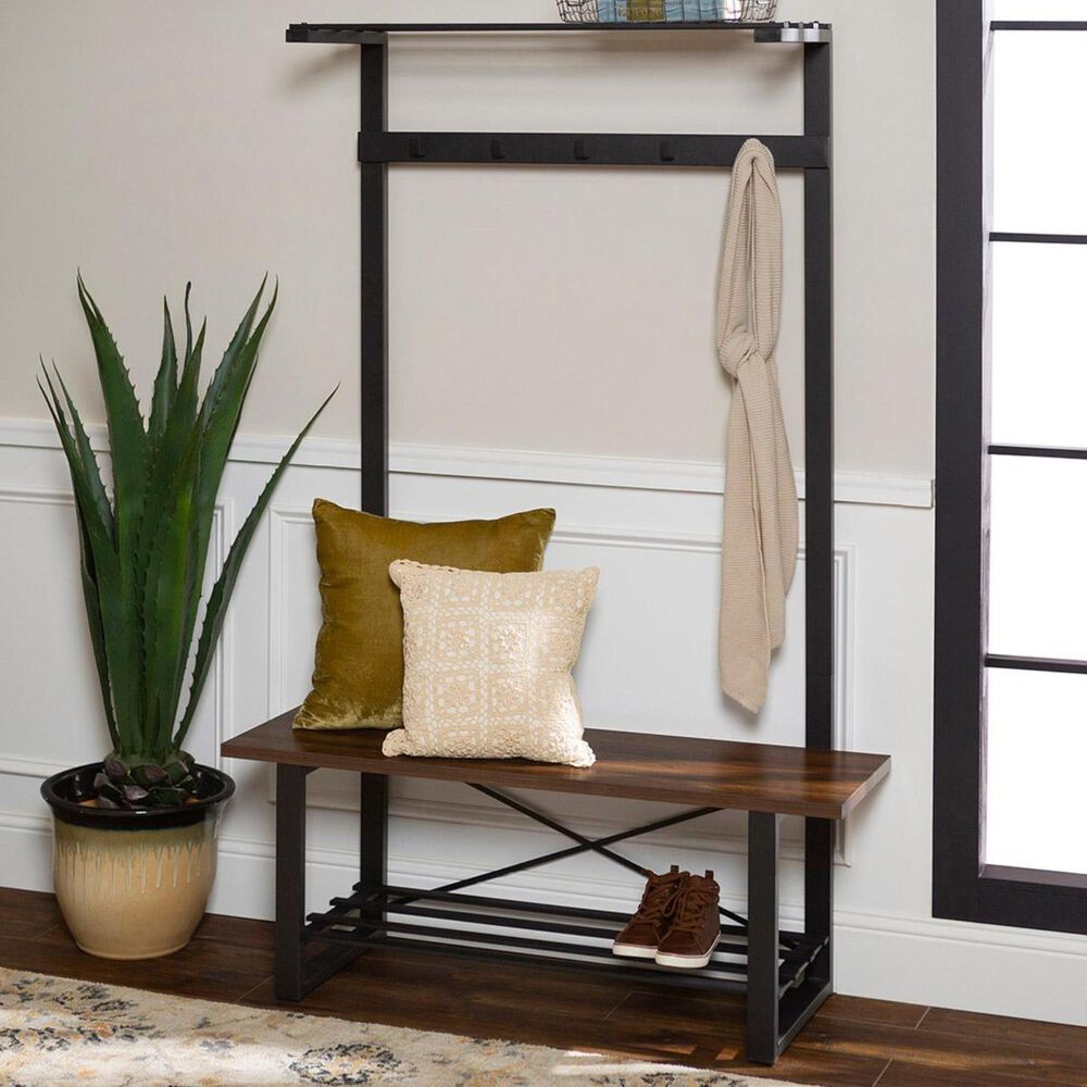 Walker Edison 72" Urban Hall Tree in Dark Walnut, , large