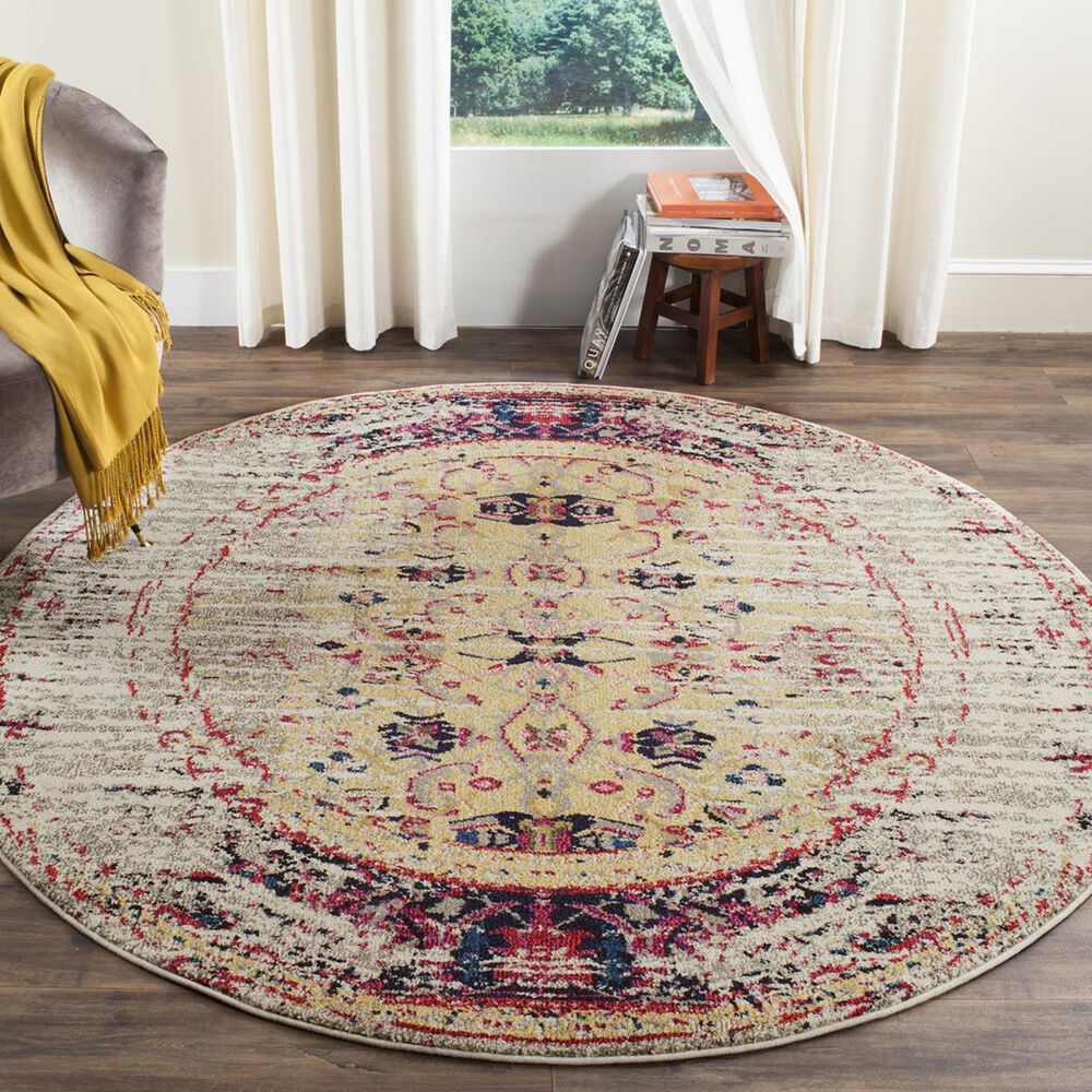 Safavieh Monaco MNC209R-5R 5" Round Ivory/Pink Area Rug, , large