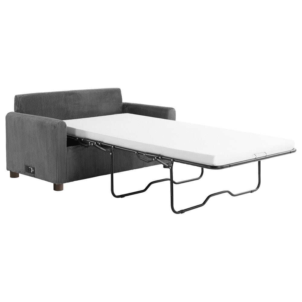 Lifestyle Solutions Drew Twin Loveseat Sleeper with Gray Cushion in Brown, , large