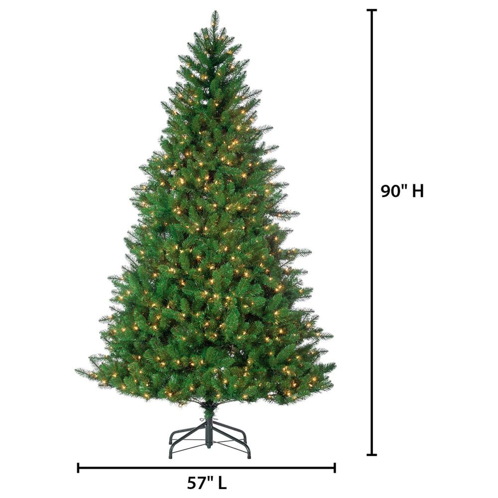 The Gerson Company 7.5&#39; Pre-Lit Artificial Stone Pine with White Lights in Green, , large