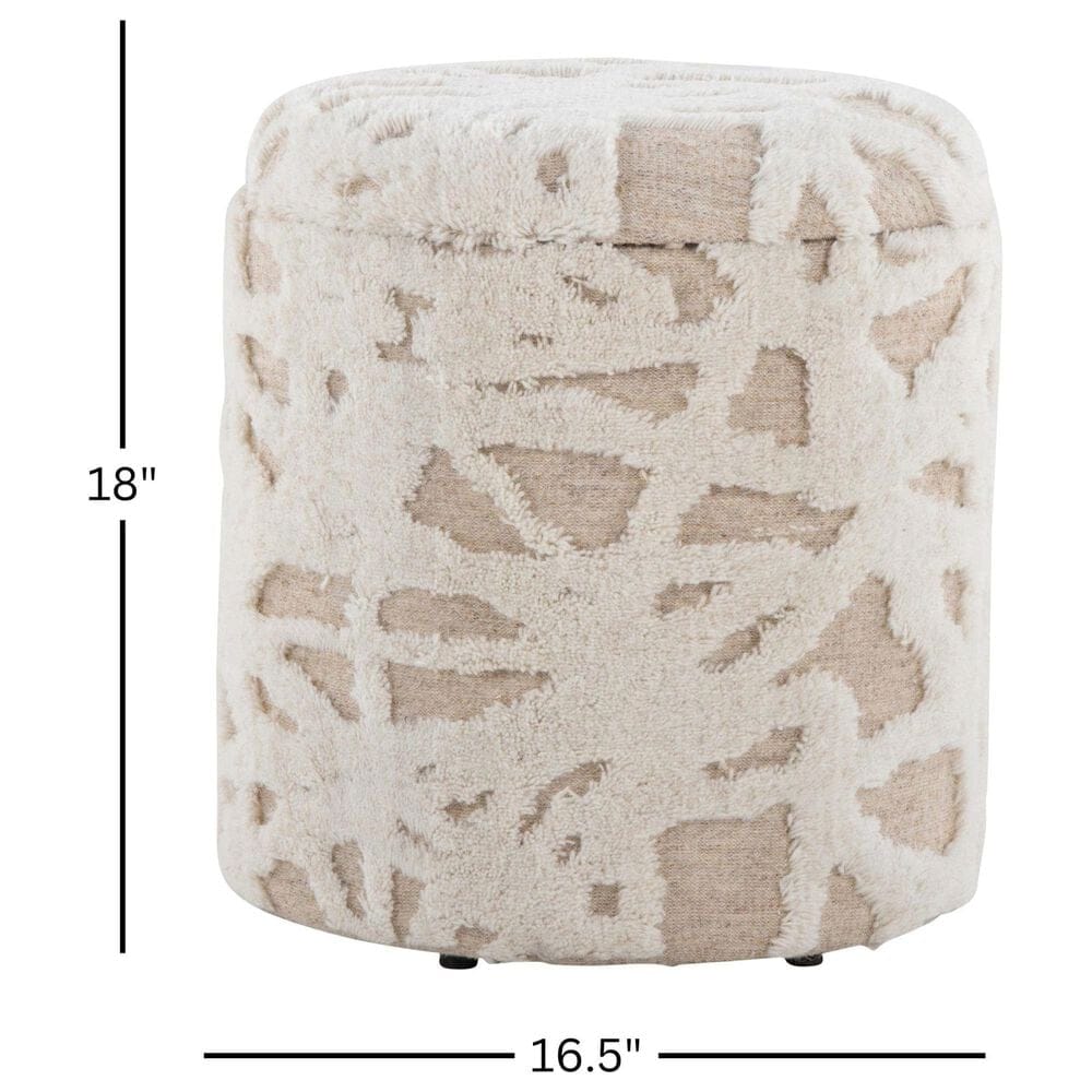 LumiSource Tahoe 18" Shag Storage Ottoman in Beige, , large