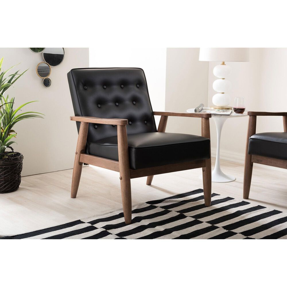 Baxton Studio Sorrento Lounge Chair in Black, , large
