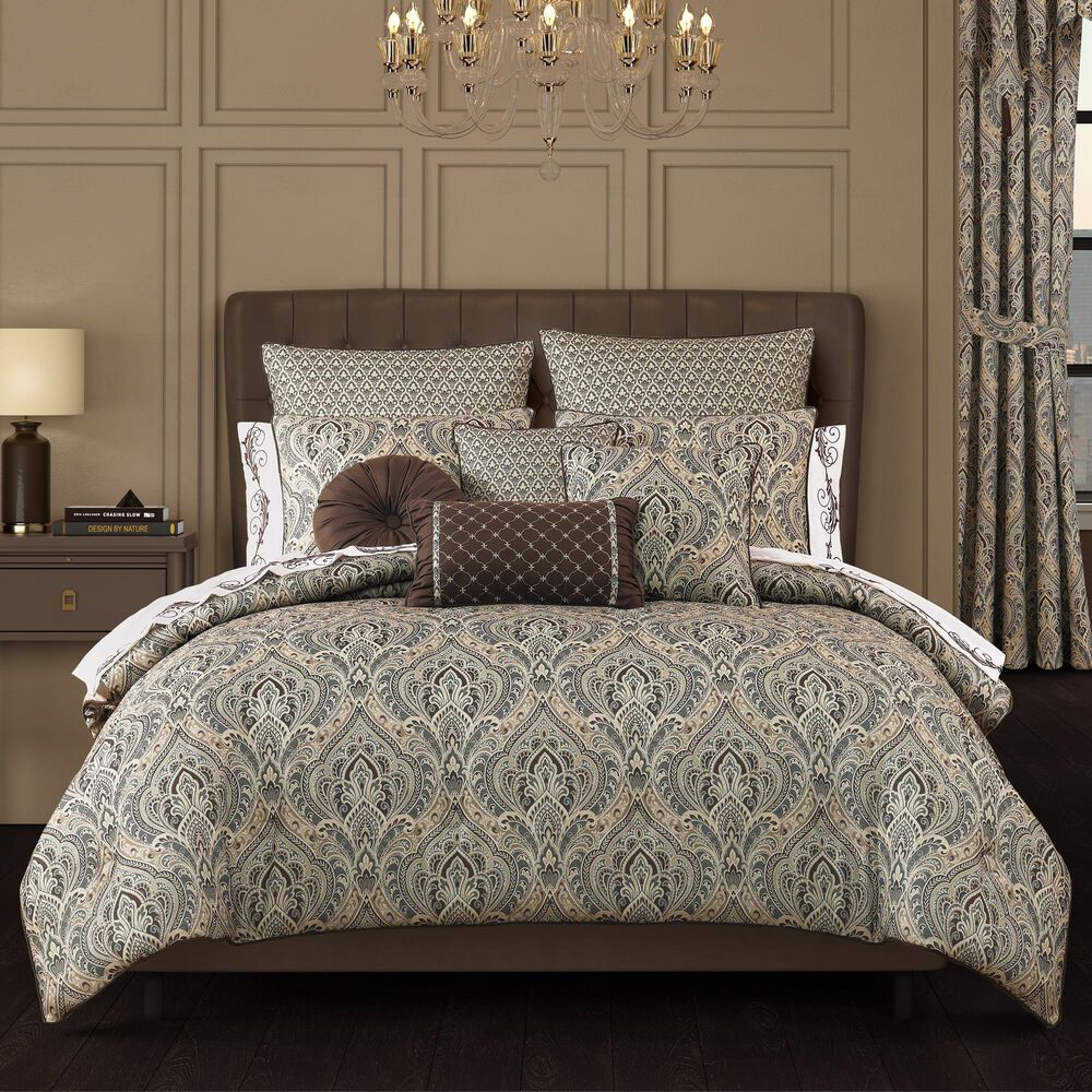 J. Queen New York Maren 26&quot; Square Euro Pillow Sham in Gold, Beige and Chocolate, , large