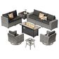 HOMLUX 10-Piece Outdoor Patio Wicker Sectional Furniture Set in Dark Gray, , large