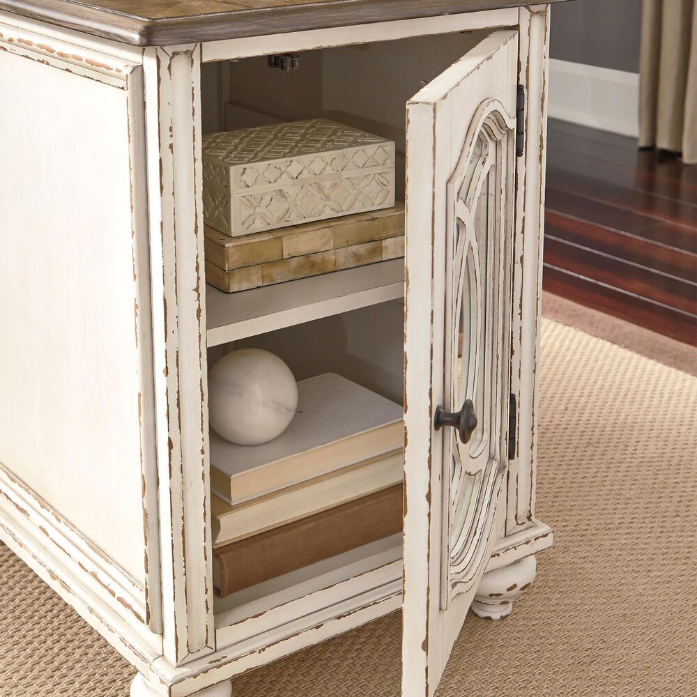 Ashley Realyn Chairside End Table in White and Brown, , large