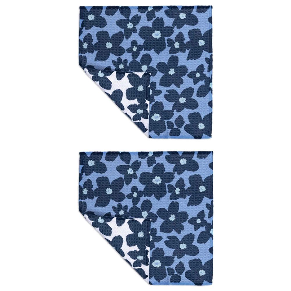 MuKitchen Vibe Dish Cloth in Periwinkle Floral and White (Set of 2), , large