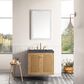 James Martin Vanities Laurent 30" Single Bathroom Vanity in Light Natural Oak with 3 cm Charcoal Soapstone Quartz Top and Rectangular Sink, , large