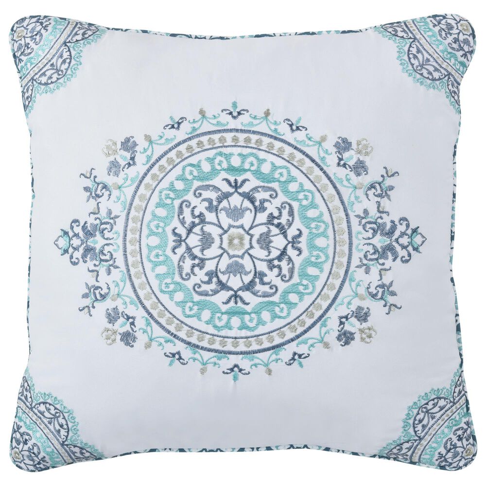 J. Queen New York Afton 16" Square Throw Pillow in Blue and White, , large