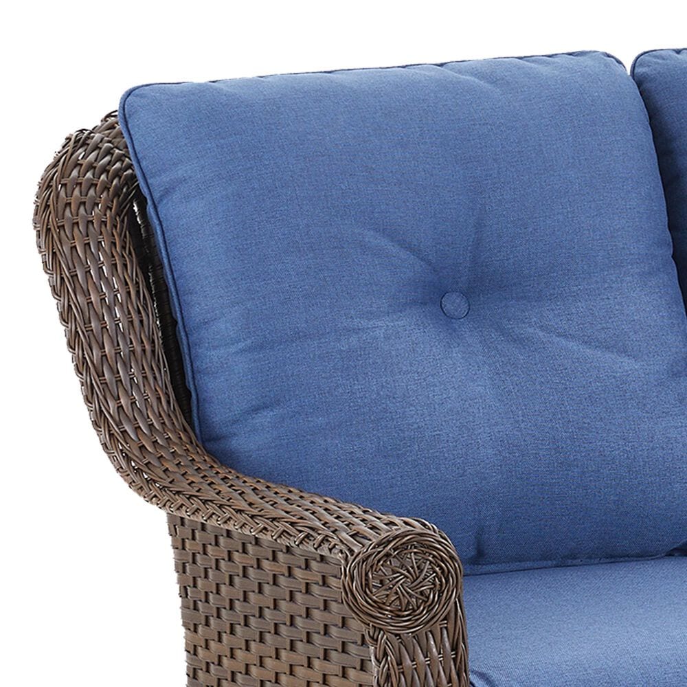 Sunwell Garden 2-Seater Patio Loveseat with Floral Armrests in Navy, , large