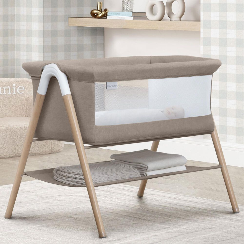 Delta Children Bondi Beechwood Bed Bassinet in Tan Melange, , large