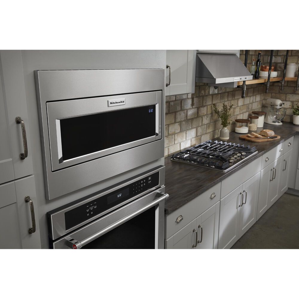 KitchenAid 1000 Watt Built-In Low Profile Microwave with Standard Trim Kit in Stainless Steel, , large