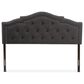 Baxton Studio Edith Queen Upholstered Panel Headboard in Dark Grey, , large