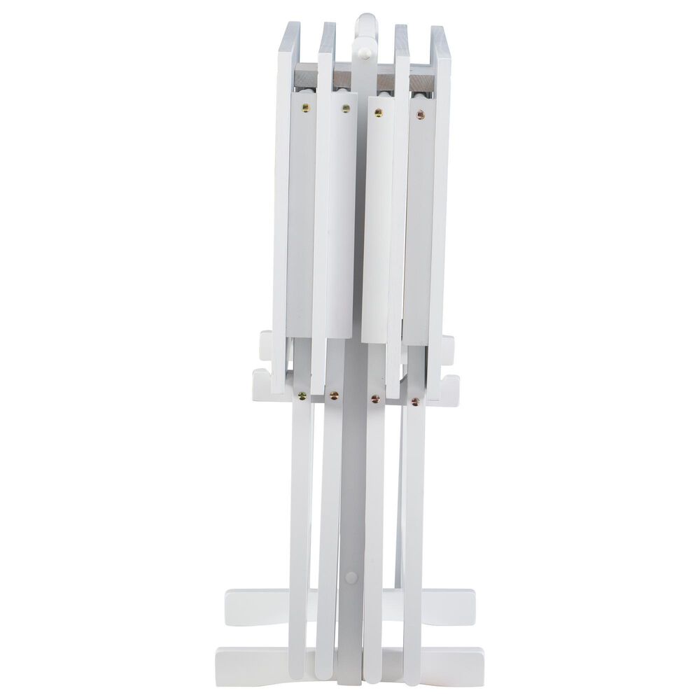 Linon Home Decor Lisbon Folding TV Tray Table Set with Stand in White (Set of 4), , large