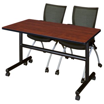Regency Global Sourcing Kobe MKFT4824CH09BK 3-Piece Mobile Training Table Set in Mahogany/ Black, , large