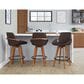 Lumisource Cosmo Swivel Counter Stool with Brown Cushion in Walnut and Black, , large