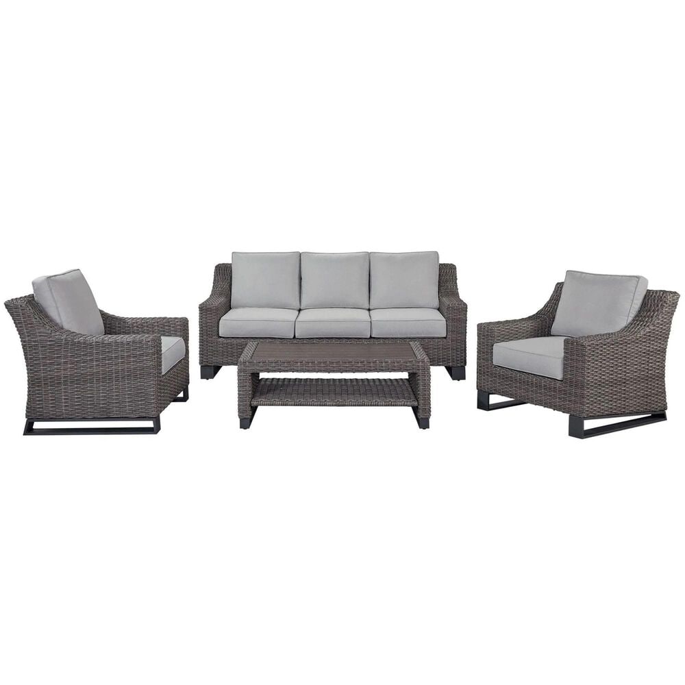 Plank and Hide Addison 5-Piece Conversation Set in Textured Grey/Smoke, , large