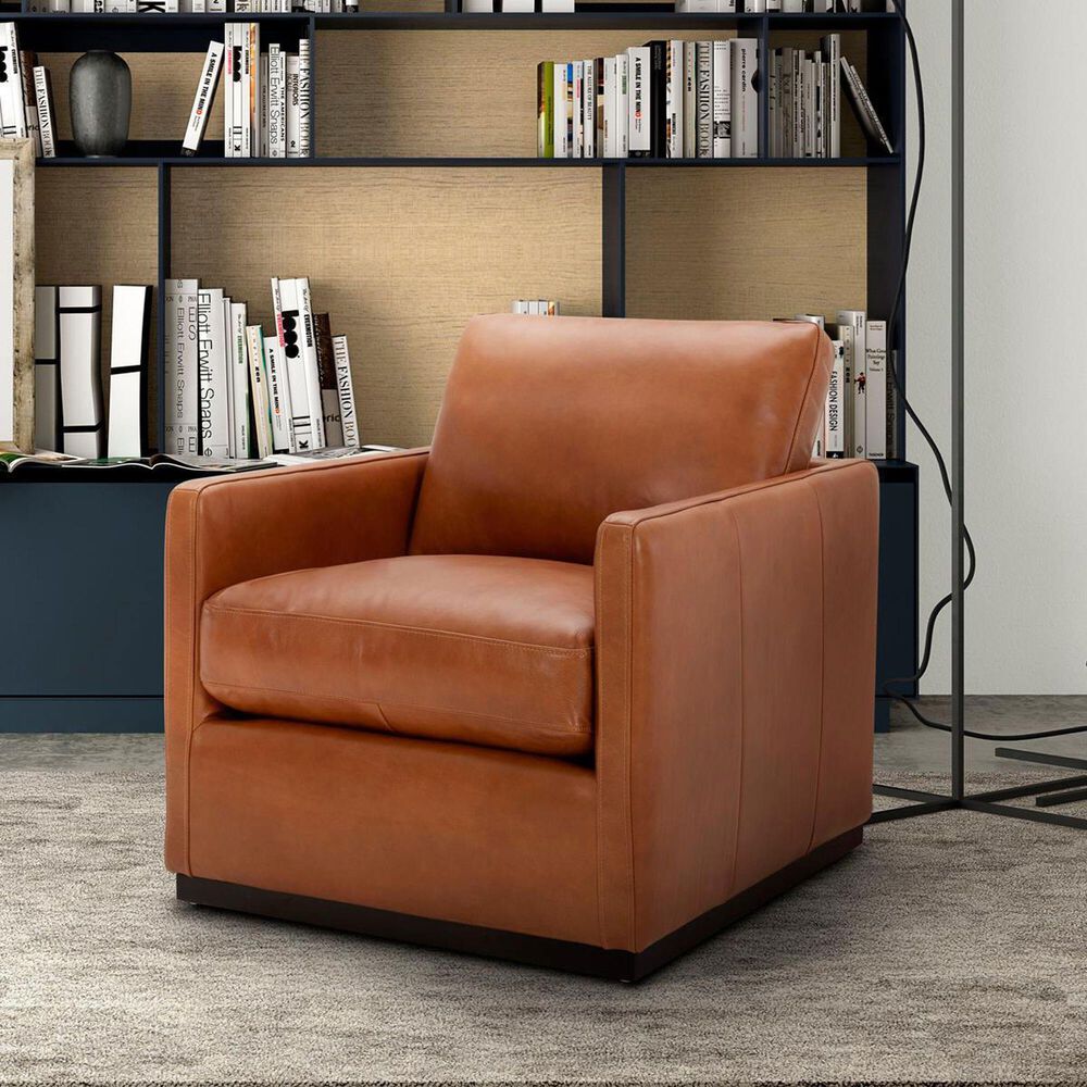 Kuka Home Leather Accent Chair in Camel Brown (Set of 2), , large