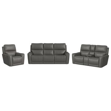 Flexsteel Carter 3-Piece Power Reclining Living Room Set in Smoke Gray, , large