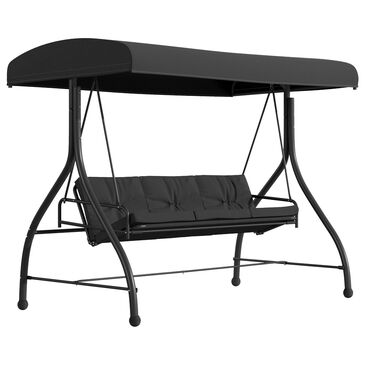 Flash Furniture Tellis Patio Swing Canopy Hammock in Black, , large