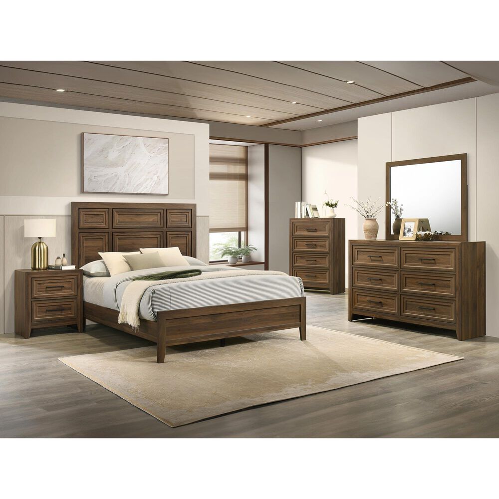 Crown Mark Lorraine 4 Piece King Panel Bedroom Set in Brown, , large
