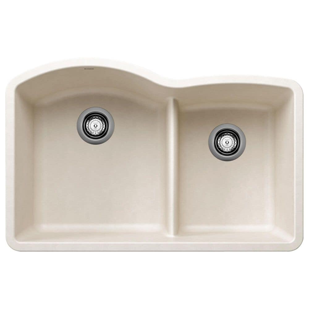 Blanco Diamond 1-3/4 Low Divide Double Bowl Kitchen Sink in Soft White, , large