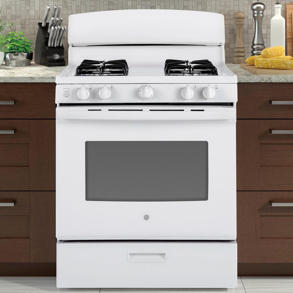 GE Appliances 30" Freestanding Gas Range in White Shop NFM