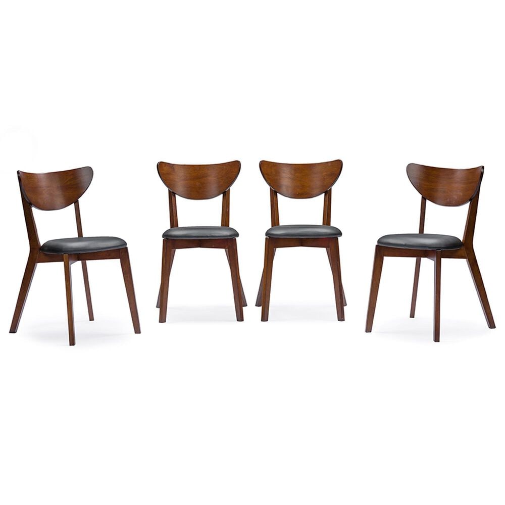 Baxton Studio Sumner 5-Piece Rectangular Dining Set in Walnut, , large