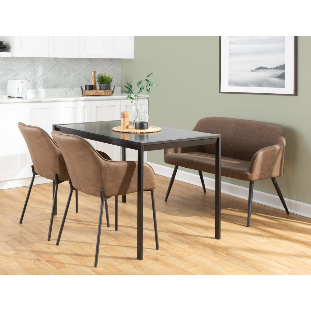 LumiSource Daniella Arm Chair with Espresso Faux Leather Cushion in Black (Set of 2), , large