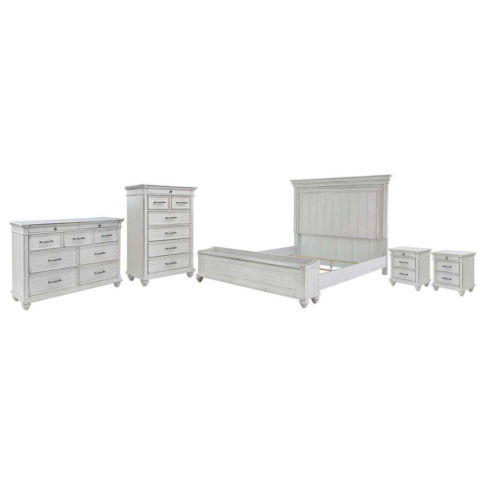 Ashley Kanwyn 5-Piece King Storage Bedroom Set in Whitewash, , large