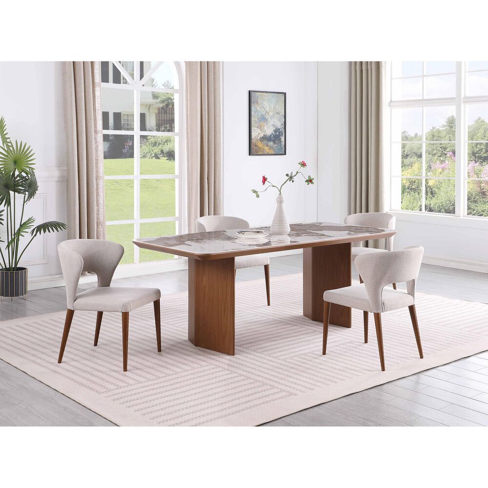 Monroe Ruby Dining Table and 6 Dining Chairs in Gloss White and Natural, , large