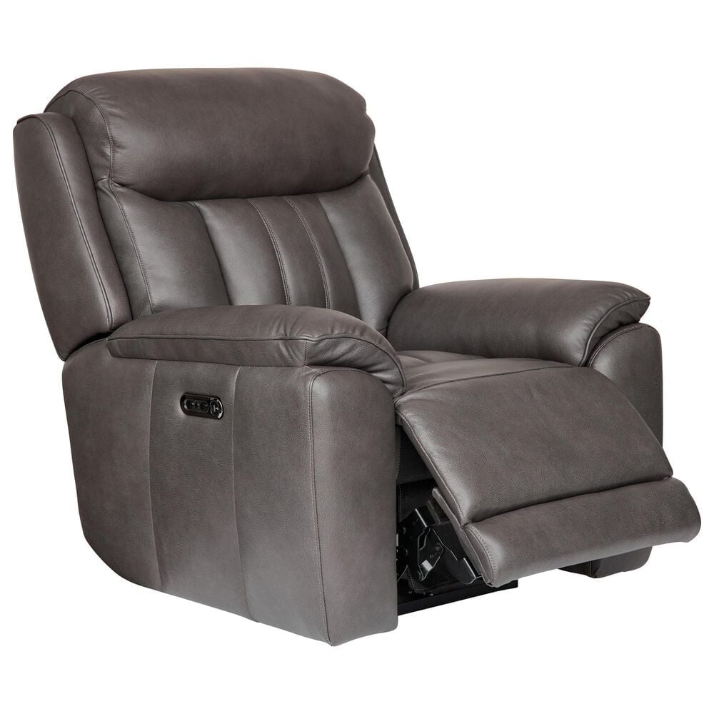 Bassett Benson Leather Power Recliner in Tuscan Gunmetal, , large