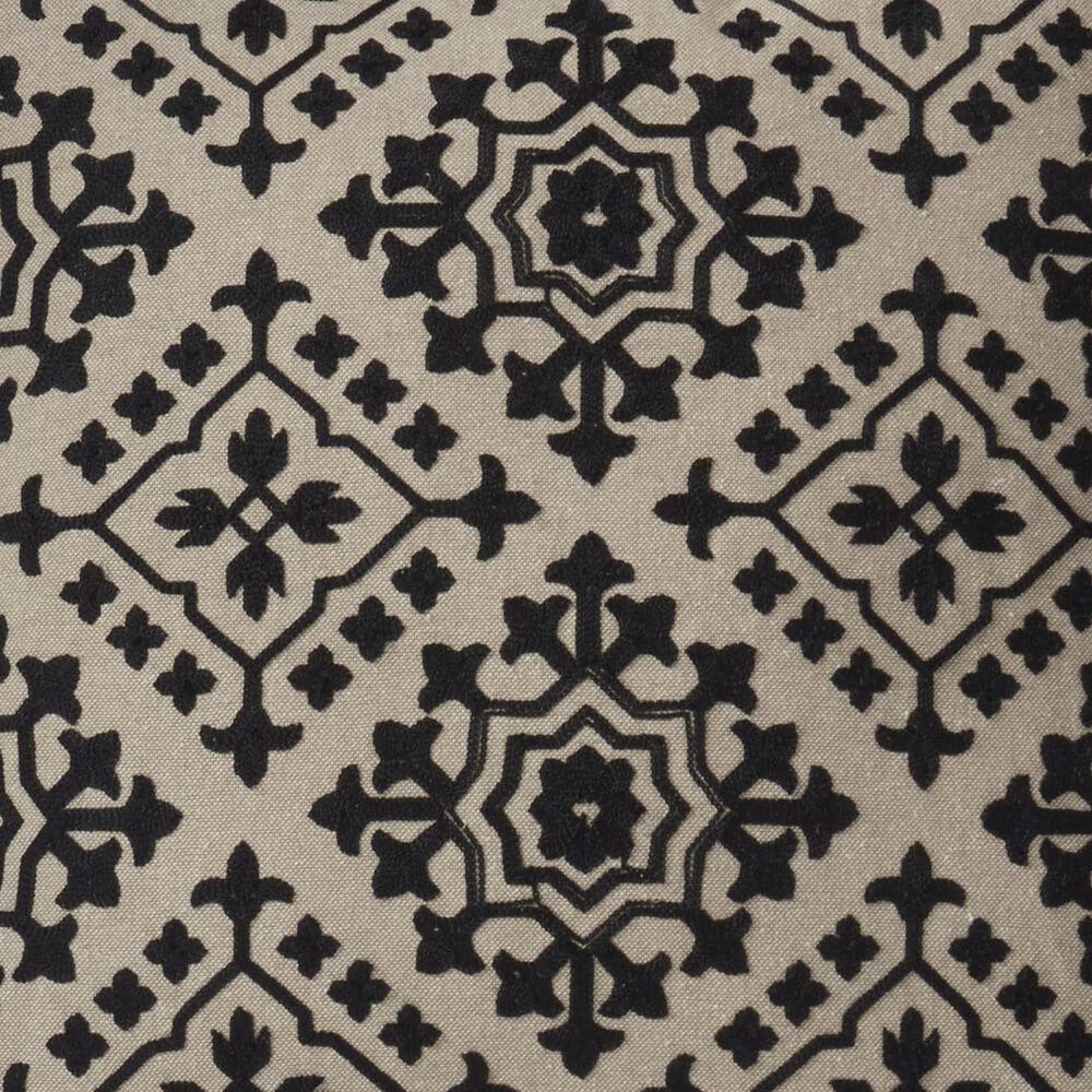 K &amp; K Interiors 20" Square Embroidered Throw Pillow with Tassels in Beige and Black, , large