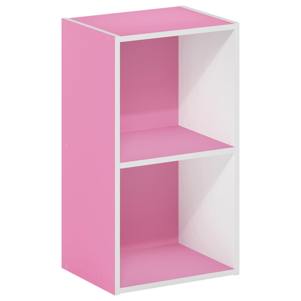 HOMLUX 2-Tier Open Shelf Bookcase in Pink and White, , large