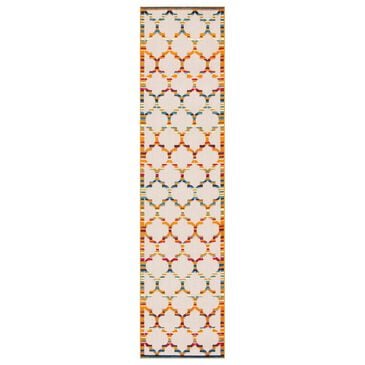 Safavieh Cabana CBN333A 2"2" x 9" Ivory and Orange Indoor/Outdoor Performance Runner, , large