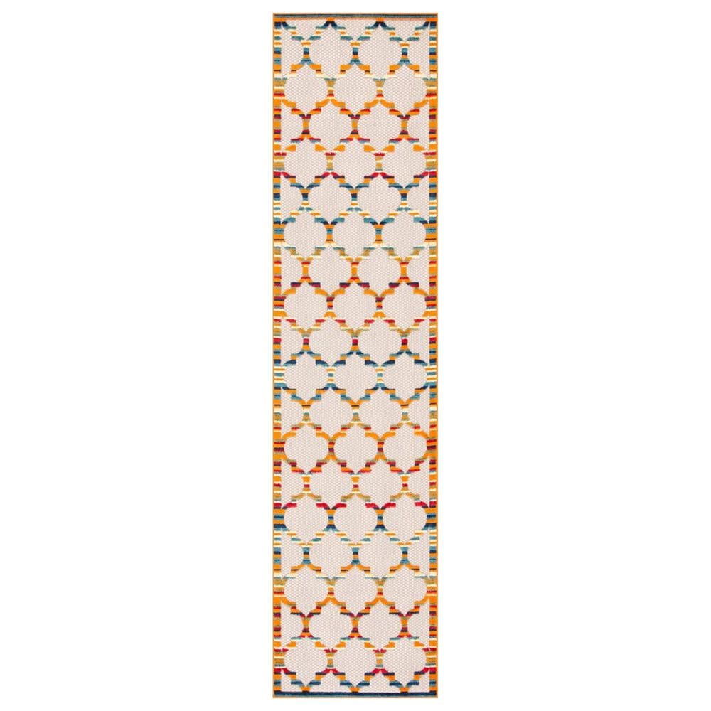 Safavieh Cabana CBN333A 2"2" x 9" Ivory and Orange Indoor/Outdoor Performance Runner, , large