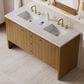 James Martin Hudson 60" Double Bathroom Vanity in Honey Oak with 3 cm Eternal Jasmine Pearl Silestone Top, Rectangular Sinks and FreePower Wireless Charger, , large