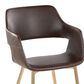 LumiSource Margarite Arm Chair with Espresso Faux Leather Cushion in Gold Metal  (Set of 2), , large