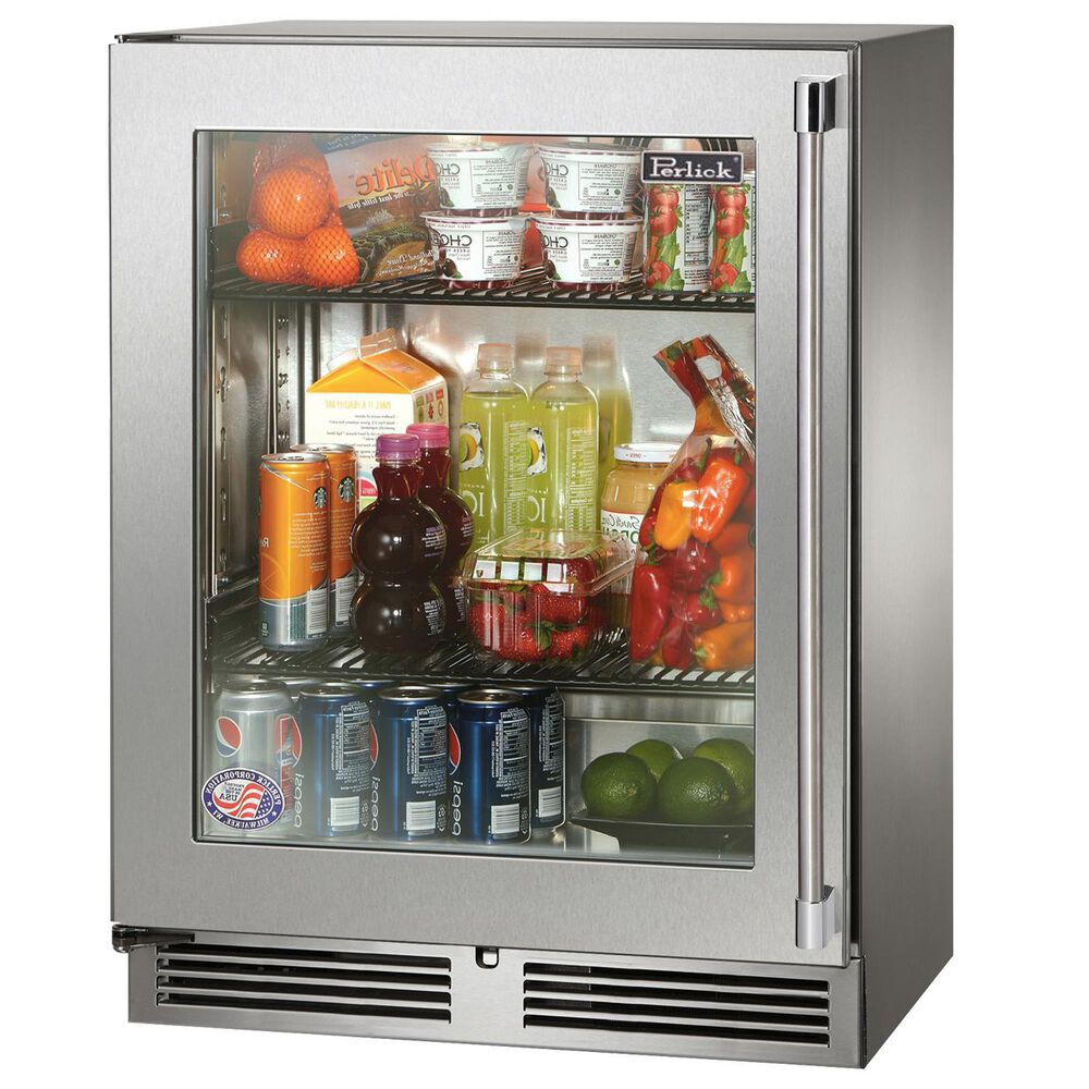 Perlick Signature Series 24" Indoor Refrigerator with Left Hinge Glass Door in Stainless Steel, , large