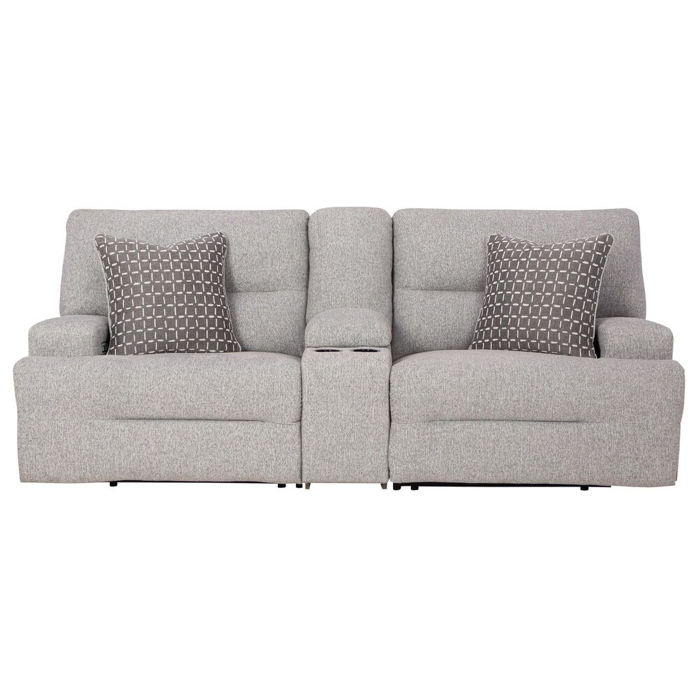 Ashley Acklen Place 3-Piece Power Symmetrical Reclining Sectional Loveseat with Console in Pewter, , large
