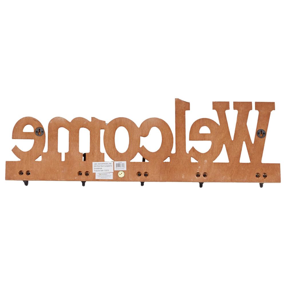 Maple and Jade 32&quot; x 10&quot; Wall Hook in Brown and Distressed White, , large