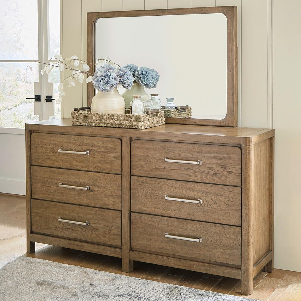 Millenium Dresser and Mirror in Light Brown, , large