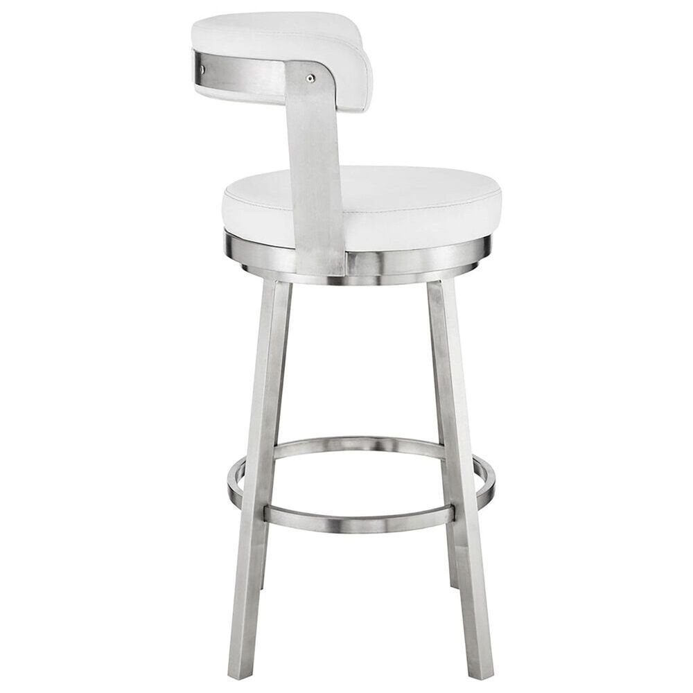 Blue River Bryant 30&quot; Swivel Barstool with White Cushion in Stainless Steel, , large