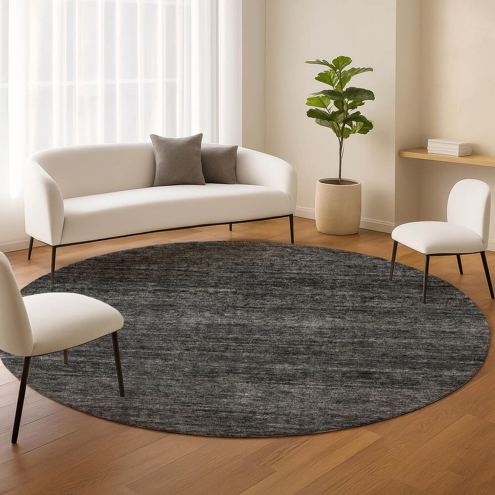 Dalyn Rug Company Soft Essentials Solid Charcoal 8' Round Indoor/Outdoor Area Rug, , large