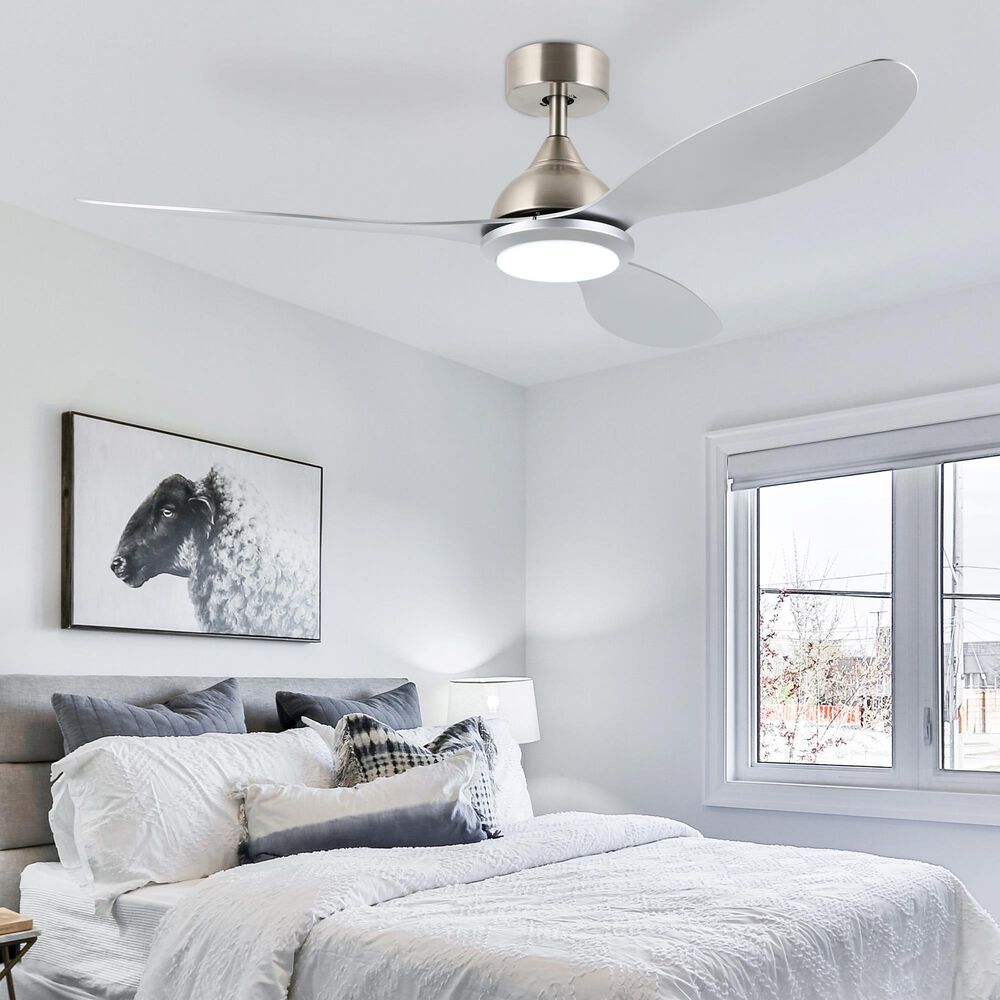 HOMLUX 52" Indoor Ceiling Fan with LED Light in Silver, , large