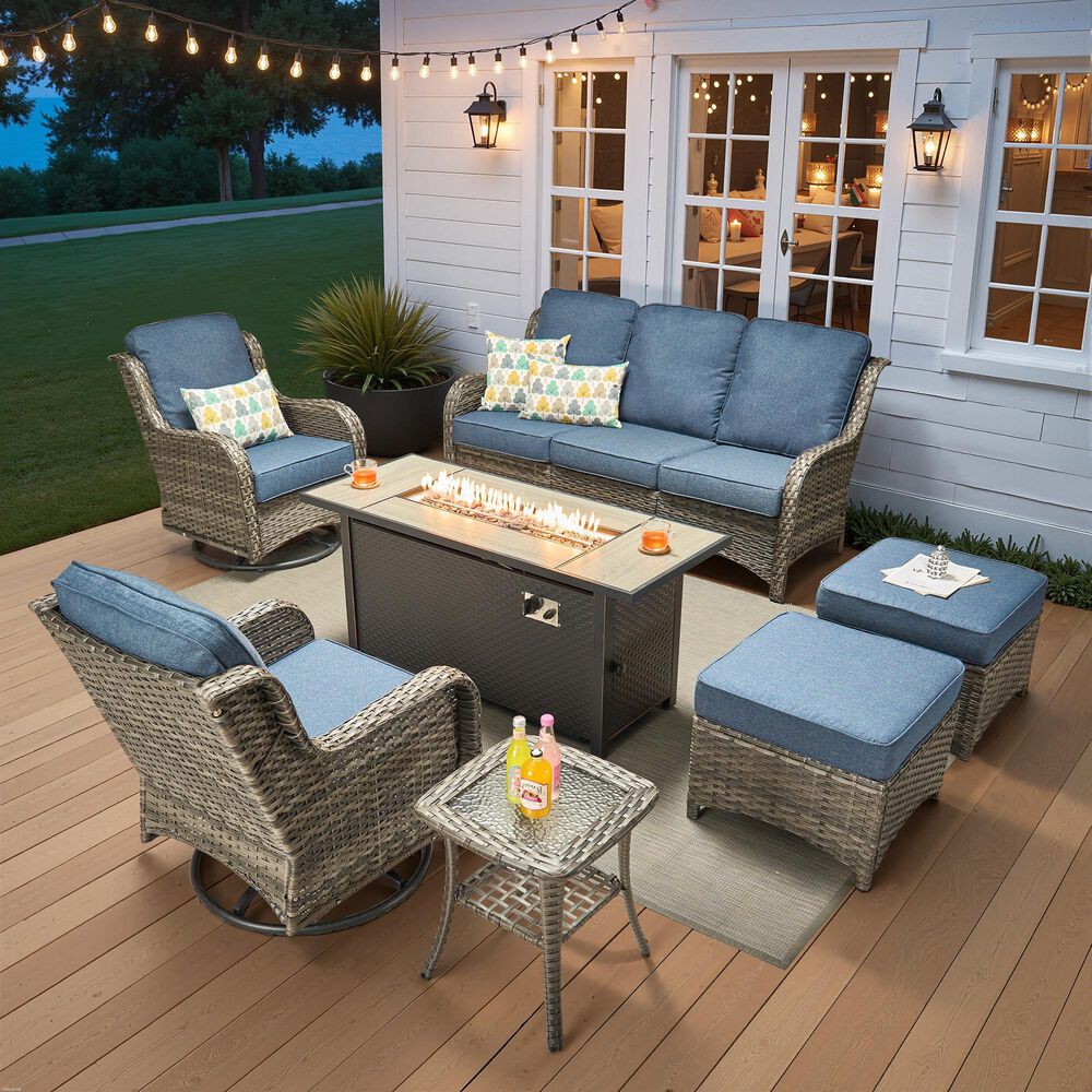 HOMLUX 7-Piece Patio Set in Denim Blue, , large