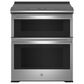 GE Profile 2-Piece Kitchen Package with 30" Smart Slide-in Electric Double Oven Range and 2.1 Cu. Ft. Over-the-Range Sensor Microwave Oven in Stainless Steel, , large